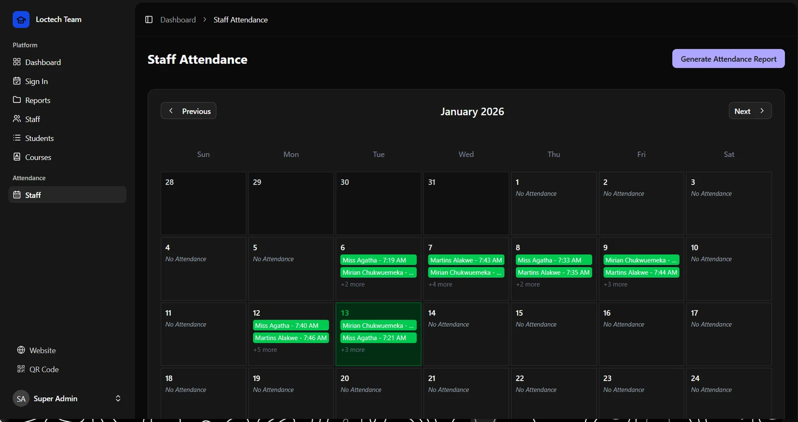Loctech Team Dashboard & Attendance System (PWA) 3 screenshot