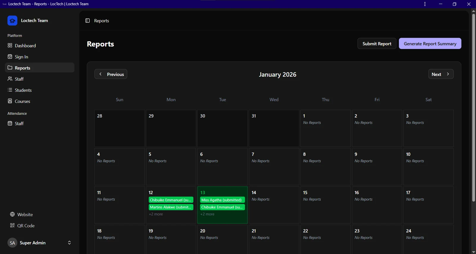 Loctech Team Dashboard & Attendance System (PWA) 2 screenshot